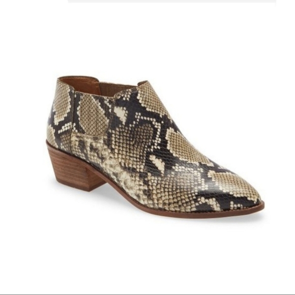 042. Madewell Low Chelsea Boots Snakeskin Leather Size 7 - Picture 2 of 7